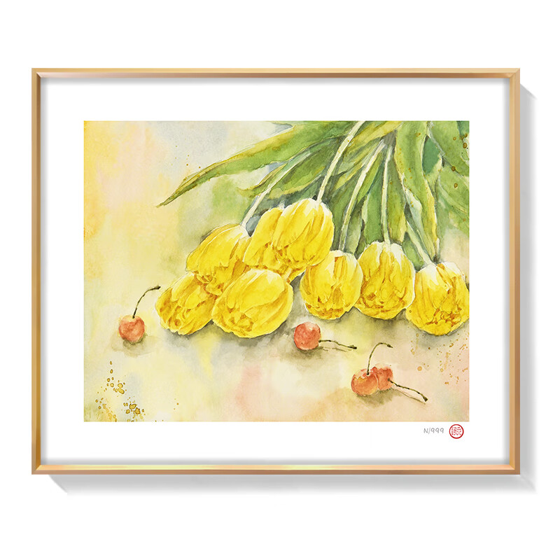 带装裱艺术家朱永琢签章款版画花卉收藏现代简约客厅餐厅玄关走廊卧室