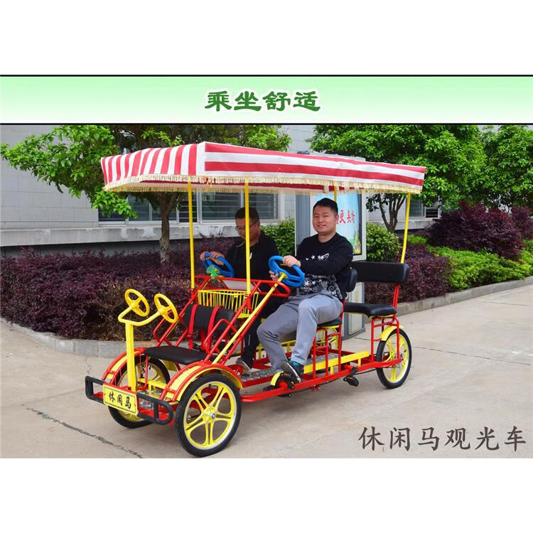休闲马双人三人四人四轮自行车旅游观光车联排自行车景 双排双宝宝