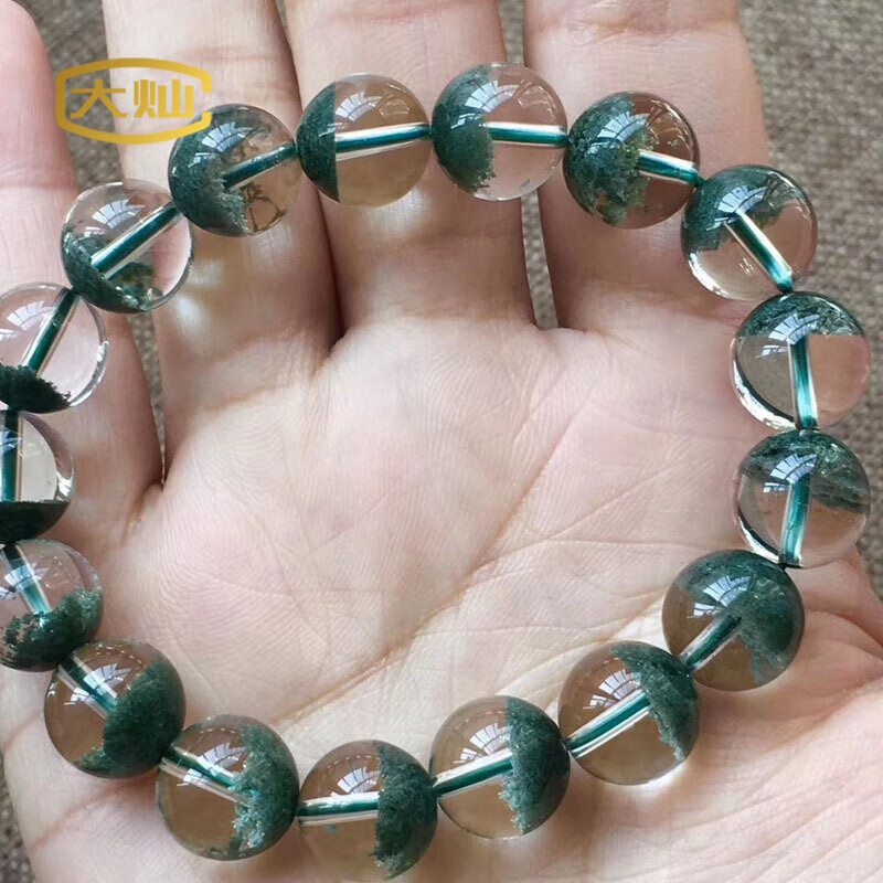 大灿 绿幽灵水晶手链手串聚宝盆手链天然绿幽灵礼物中秋礼品520礼物