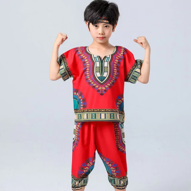 zong)六一儿童非洲鼓演出服幼儿园手鼓套装野人印第安人舞蹈表演服装