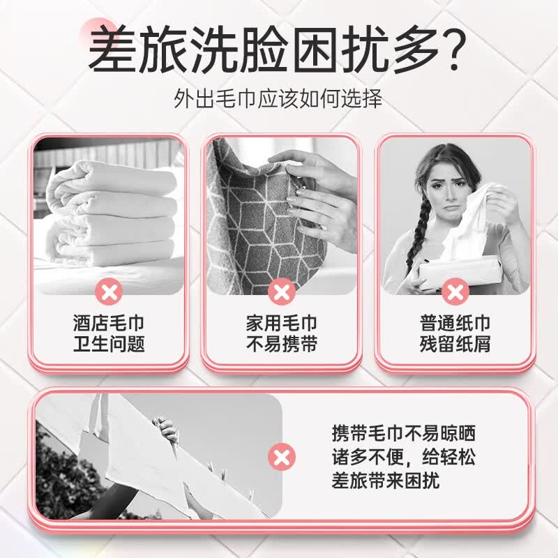 棉柔世家(FulCotton)【精选】一次性压缩洗脸毛巾非压缩浴巾加厚旅行便携洗脸巾洁面巾 40粒压缩毛巾2包