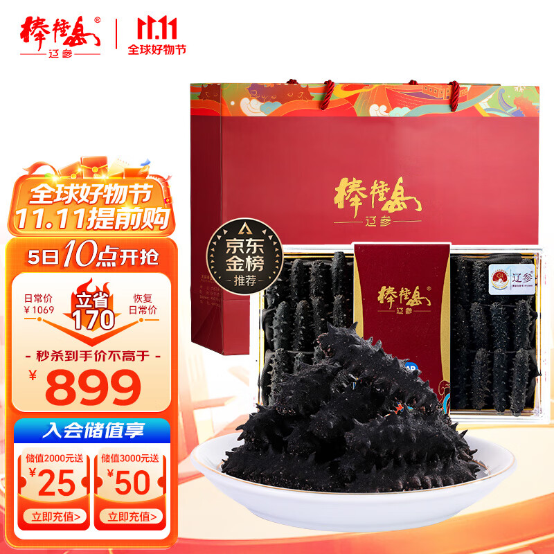 棒棰岛大连干海参100g 20-30只含盐量≤18%辽参海产干货 辽刺参礼盒送礼属于什么档次？