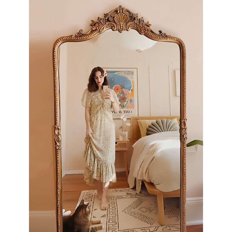 穿衣镜美式落地镜玄关家用雕花衣帽间全身镜欧式试衣镜子 尺寸颜色