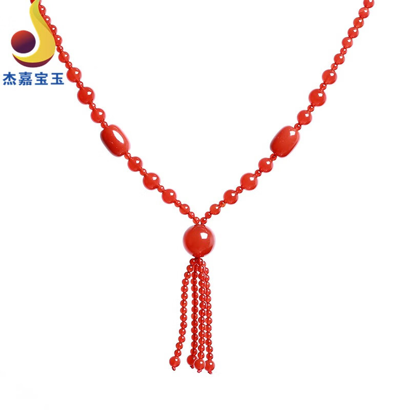 杰嘉宝玉  原创新款红玛瑙毛衣链长款项链女士款妈妈礼物民族风春夏饰品时尚带证书