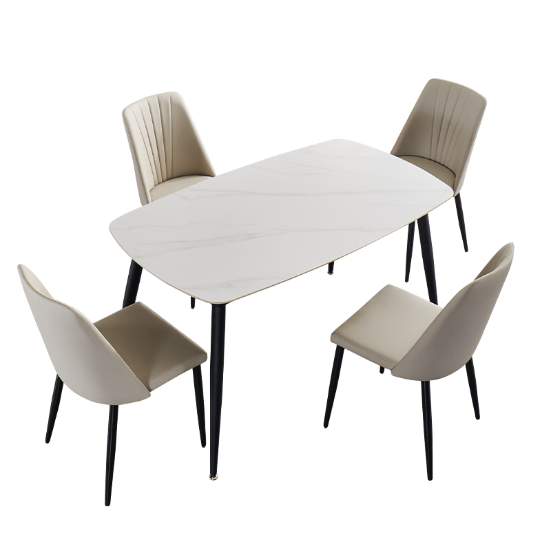 CHEERS 芝华仕 奥尔维托系列 PT080 餐桌椅套装 一桌四椅 白色+灰色 140*80*76cm