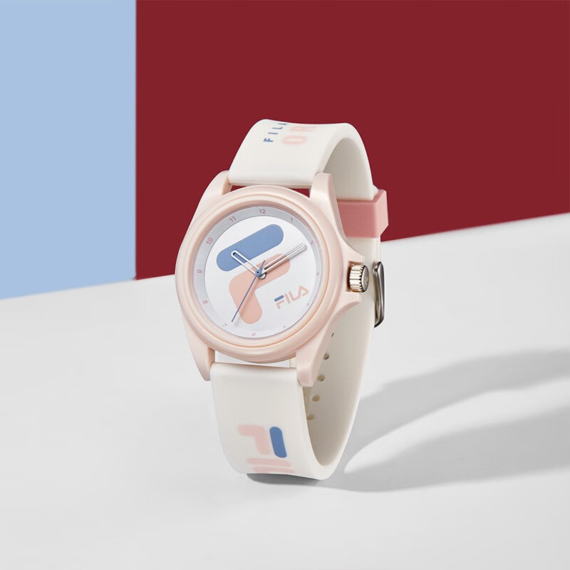 斐乐（FILA）手表女时尚石英表硅胶手表男女表情侣表初中高中学生运动生日礼物 草莓粉6113-025【数字刻度】 39mm