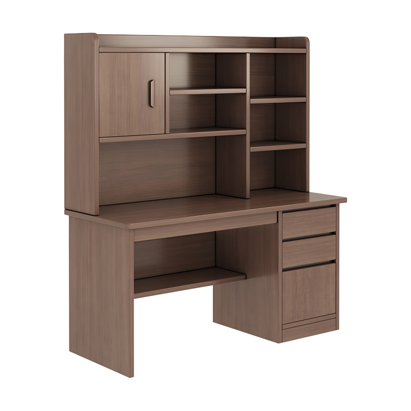 木匠印記實木書桌書架電腦桌實木板學習桌學生電腦做家用書柜一體桌子 補貼【實木板】橡木色100cm 實惠（自行安裝）