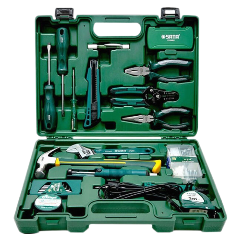 世達(dá)(SATA)工具套裝家用物業(yè)安裝維修鉗子活動(dòng)扳手螺絲刀羊角錘工具箱套裝 【多功能豪華款】28件套05166