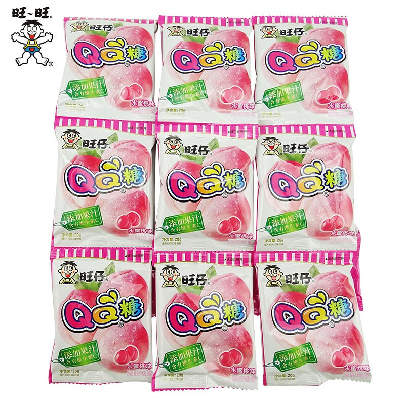 qq糖 20g×10包水果汁软糖橡皮糖六一儿童节礼物情人节零食品 水蜜桃