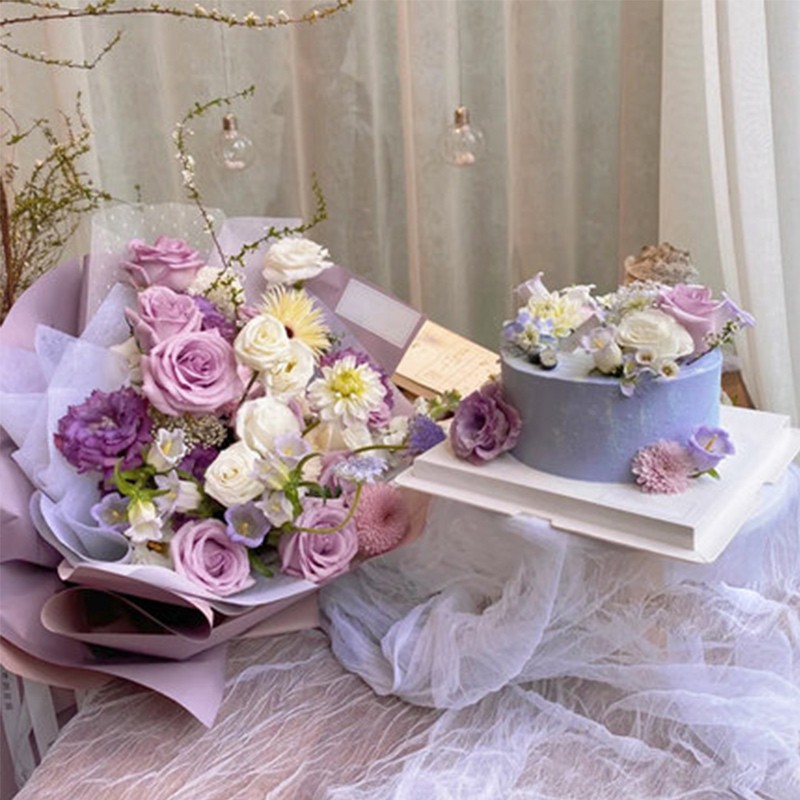 芙瑞多 鲜花速递生日蛋糕同城配送网红创意红玫瑰鲜花蛋糕礼物送女友