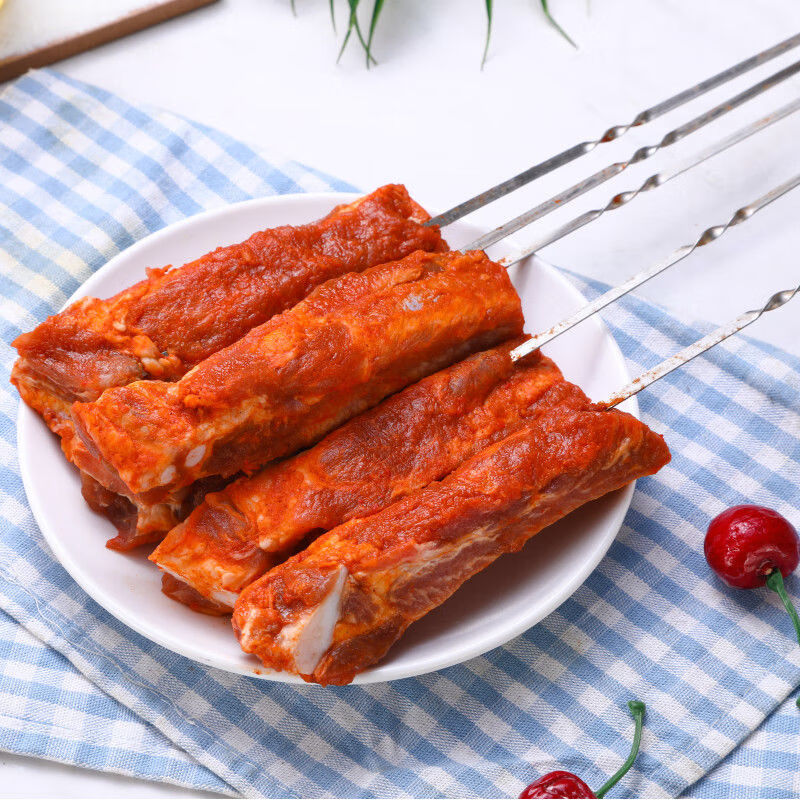 食怀猪排骨串10根烧烤整根猪排串炸串食材冷冻半成品烤肉串 900g