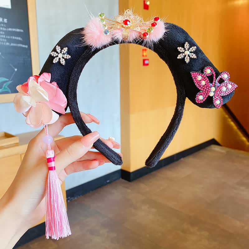 格格发箍儿童古风古代宫廷头箍小女孩汉服头饰发卡发饰宝宝女童 1#粉