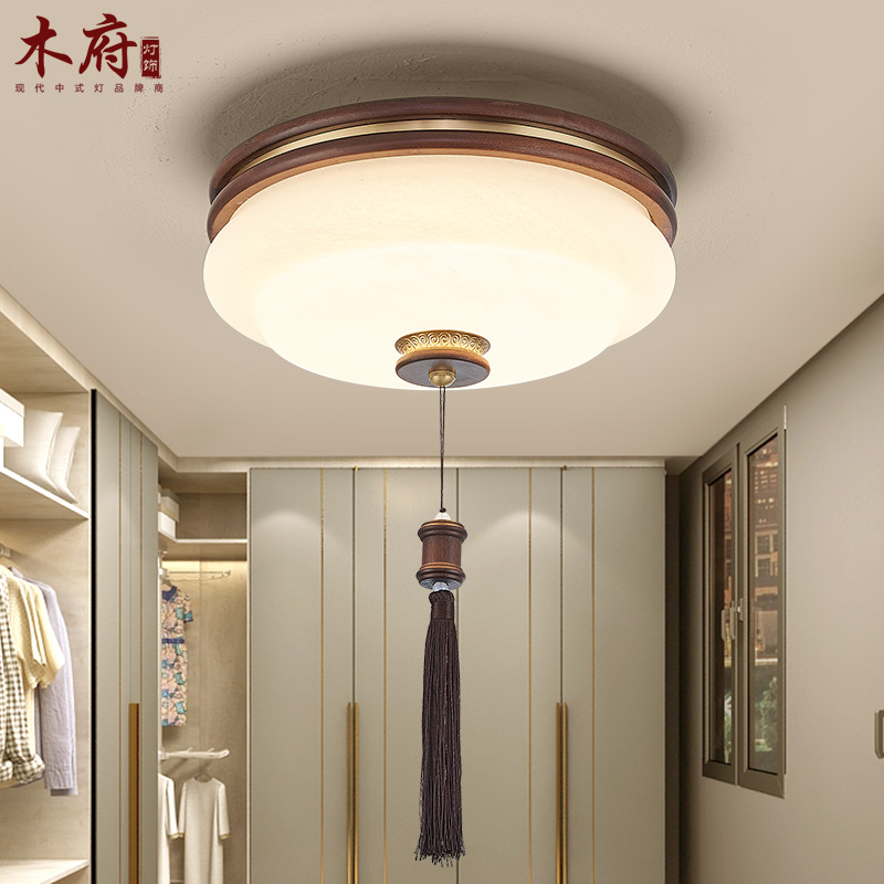 木府现代简约新中式卧室吸顶灯阳台餐厅书房过道门厅灯实木灯具中国风