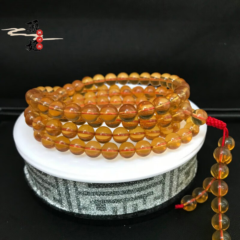 顶妃 缅甸琥珀净水血茶珀108手串 7mm多圈琥珀手串 图片色