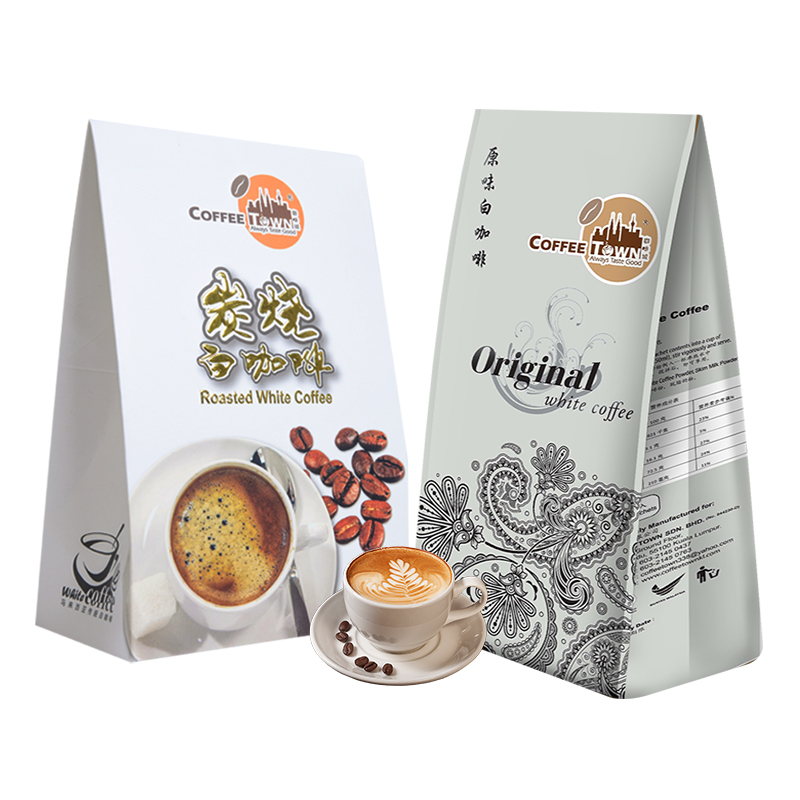 咖啡城 马来西亚原装进口速溶白咖啡原味二合一+炭烧原味组合装 625g