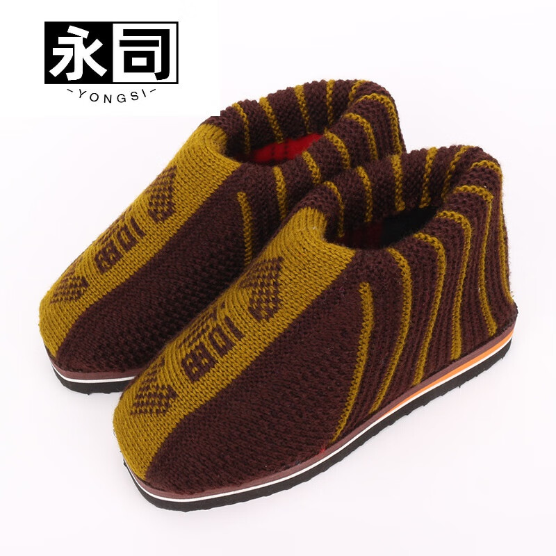 手工针织拖鞋编织毛线传统棉鞋厚保暖毛线棉鞋居家纯婚鞋老年防滑耐磨