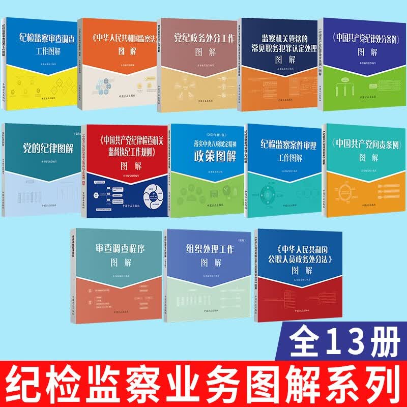 纪检监察业务图解系列（全13册）中国方正出版社 八项规定精神政策 巡视工作 问责条例 监察法图解 案件审理审查调查政务处分 中国共产党纪律检查机关监督执纪工作规则 组织工作职务犯罪认定处理图解