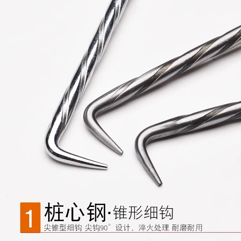 牛百年工地钢筋工扎钩钢筋钩子 桩心钢扎钩半自动扎丝钩螺纹不锈钢绑钩 30cm不锈钢(双)