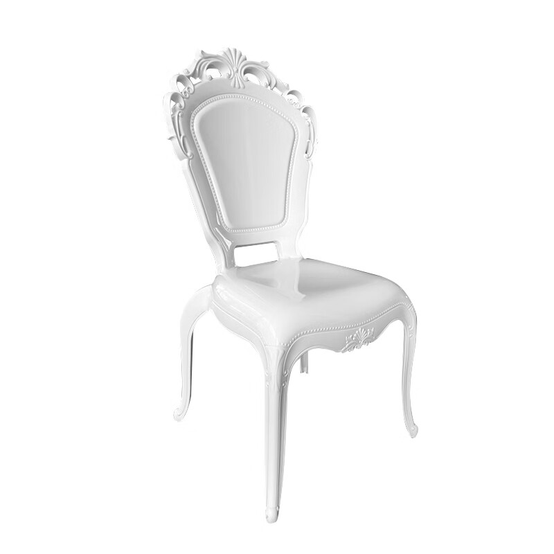 话家欧式亚克力宫廷椅靠背扶手餐椅家用简约幽灵凳水晶透明可叠放椅子 白色无扶手