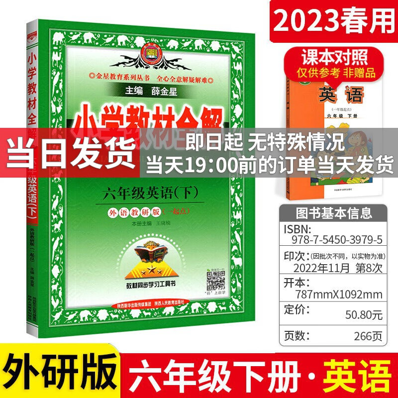 科目可选】薛金星小学教材全解六年级上下册课本全套解读教辅资料书 下册 英语【外研一起点 薛金星课本同步辅导资料书部编版