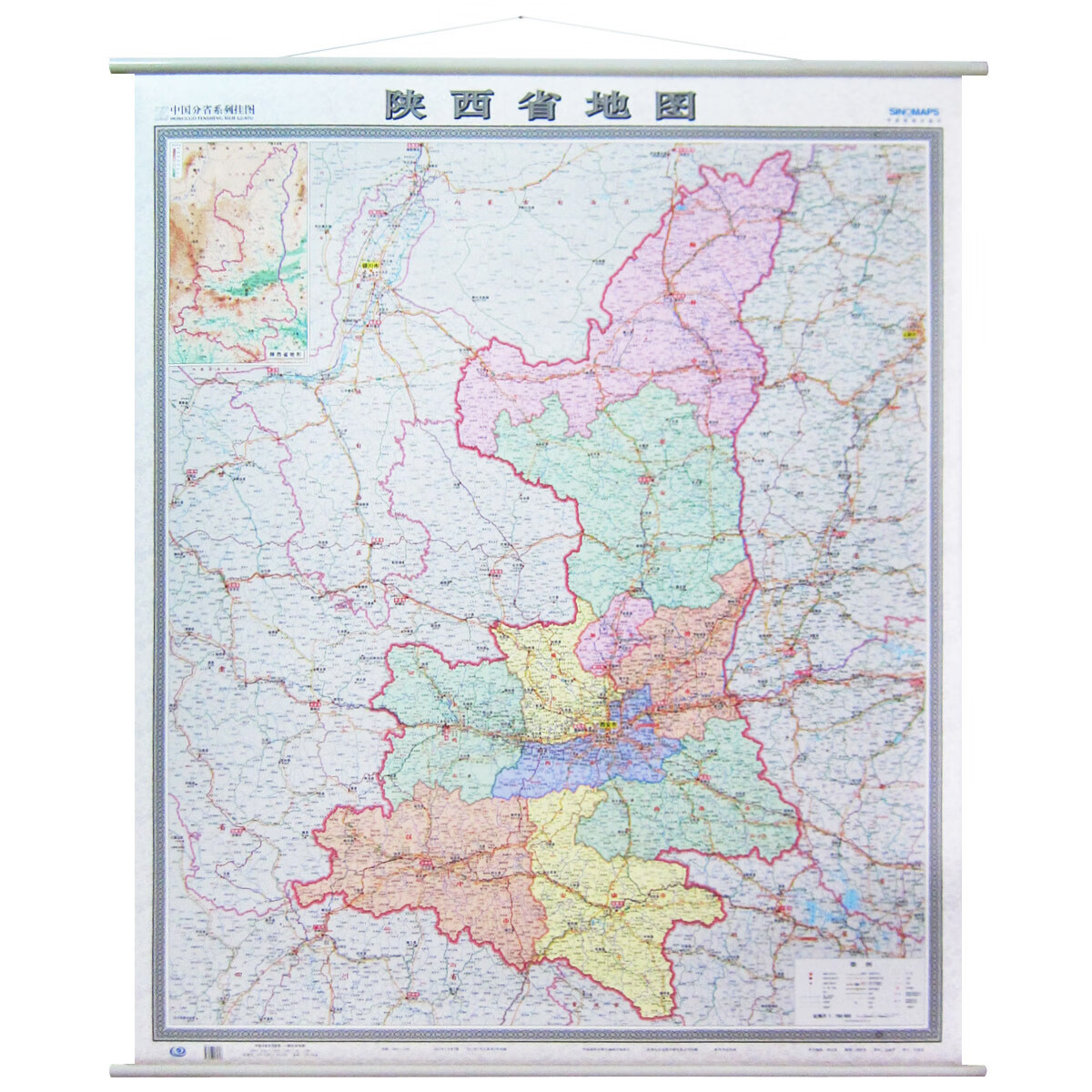 陕西省地图(竖版 盒装)
