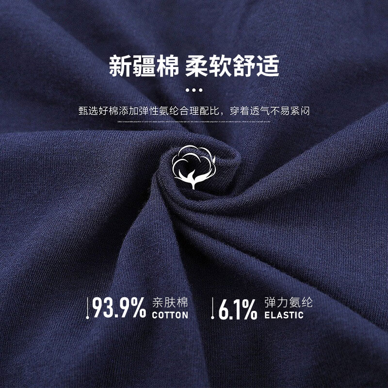 浪莎男士内裤男平角裤棉质AAA级抗菌中腰男式四角裤男生裤头 经典纯色-4条装 L /170