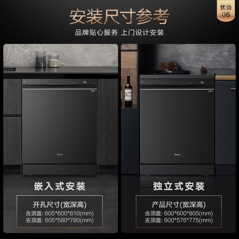 美的（Midea）16套大容量 嵌入式 五臂飓风洗 双驱变频 光触媒热烘 三星消毒 分层洗 家用 极光洗碗机GX1000