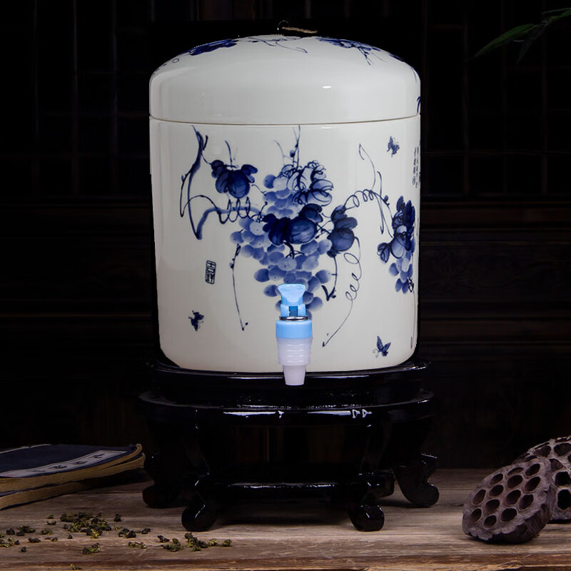 陶瓷过滤水缸凉水壶家用大号冷水壶带龙头储水罐瓷水桶大 丰硕10斤