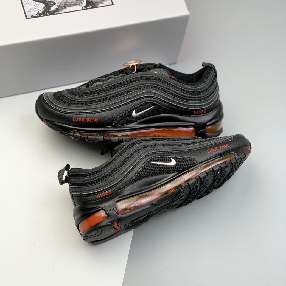 祈珏联名aj莆田纯原高版本air max 97 耶稣圣水 恶魔撒旦血伦敦笑脸银