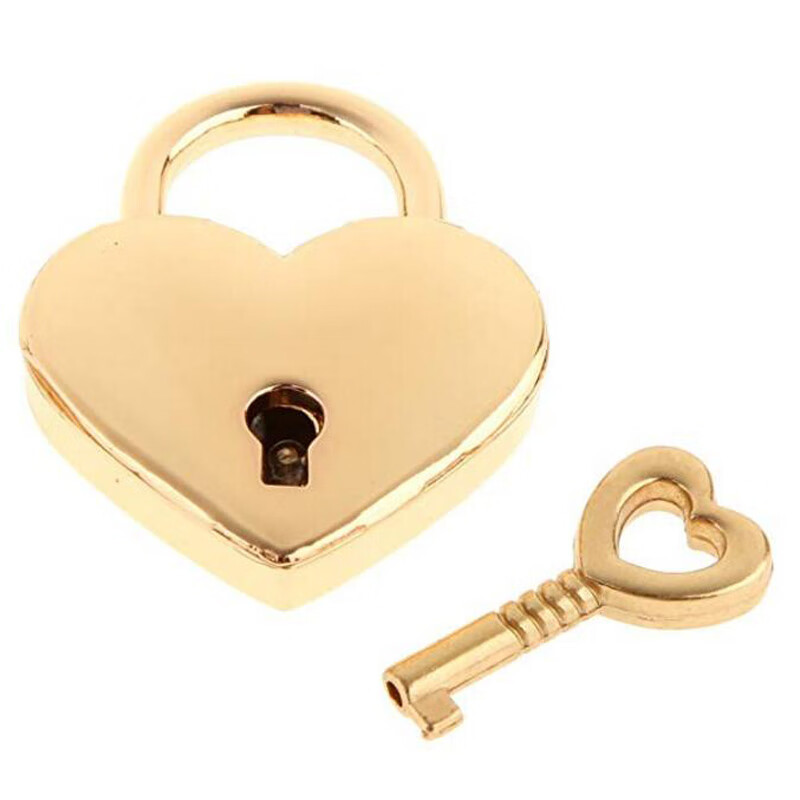 妙普乐同心锁  创意小仙女爱情心锁浅金色少女心形迷你抽屉包包小挂锁