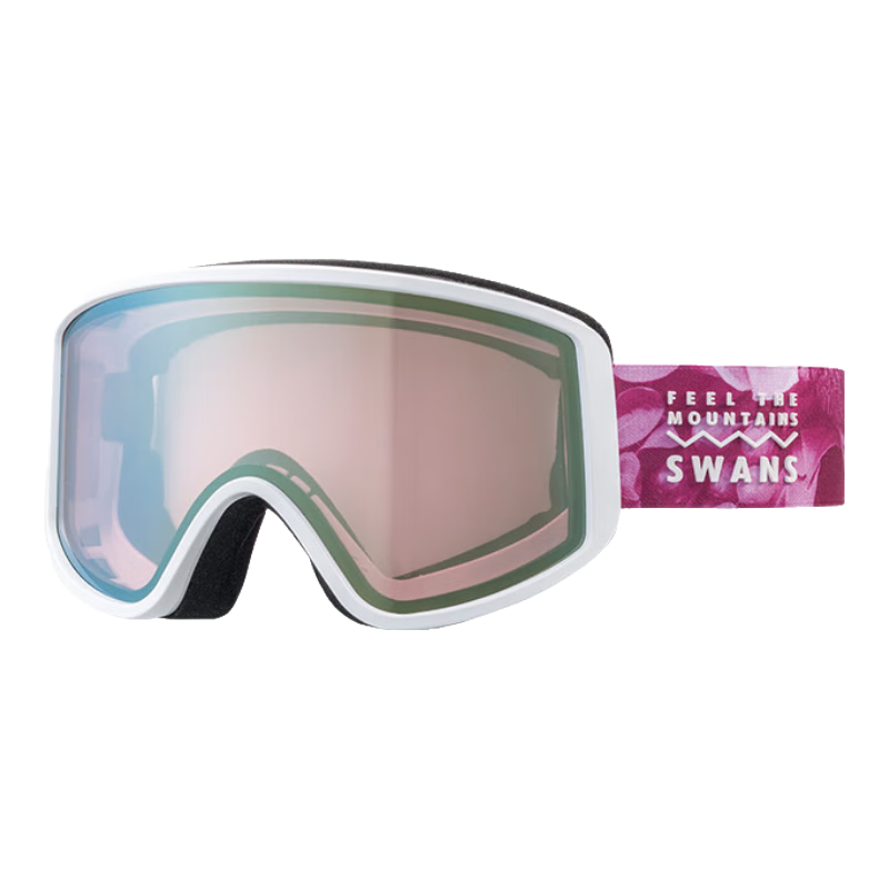 SWANS日本進(jìn)口防霧滑雪鏡可佩戴近視鏡滑雪戶(hù)外裝備護(hù)目鏡180系列4812 櫻花粉（可佩戴近視鏡）