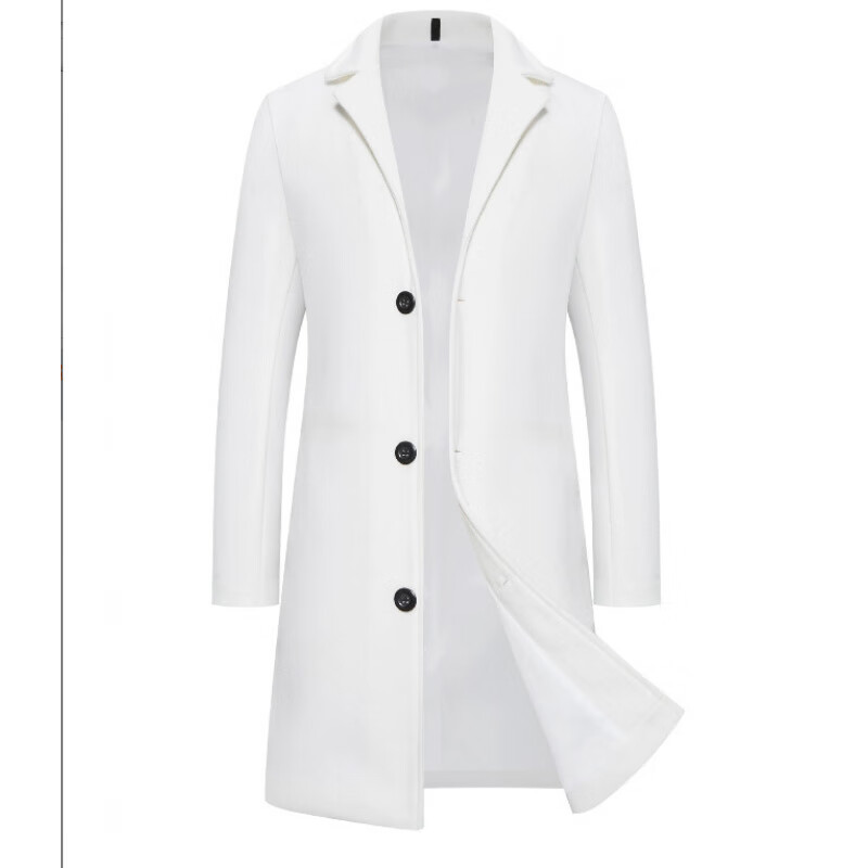 凯逸弗（kainifu）秋冬装男士呢大衣男装修身中长款呢料外套 白色 4XL