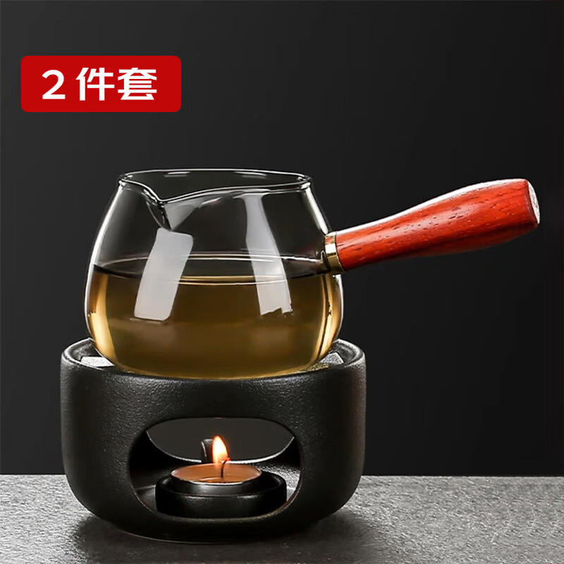 津盼溫茶器花茶壺蠟燭保溫加熱底座暖茶溫茶爐酒店餐廳燭臺(tái)煮茶小火爐 溫茶爐+側(cè)把公杯【送10個(gè)茶蠟】