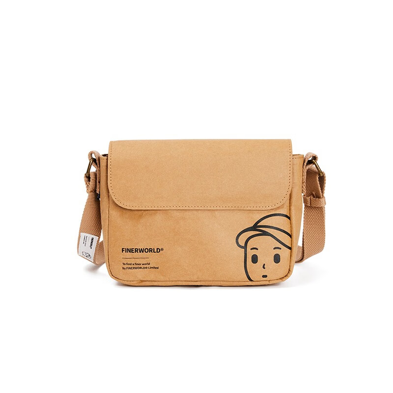 finerworldfinerworld国潮可水洗牛皮纸翻盖潮流时尚复古情侣经典邮差