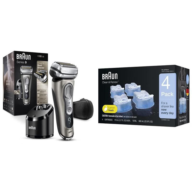 博朗(braun)series 9 9385cc 男士防水电动剃须刀 干湿两用 带弹出式