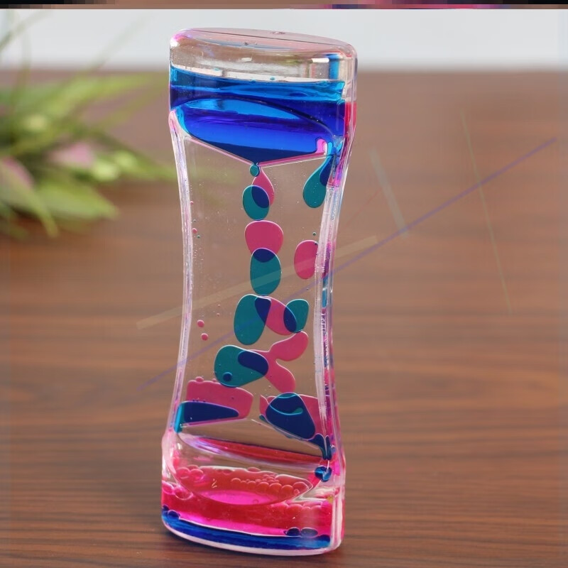 聪亭 双色液体亚克力油漏沙漏计时器减压发呆工艺品创意礼品 蓝粉小双