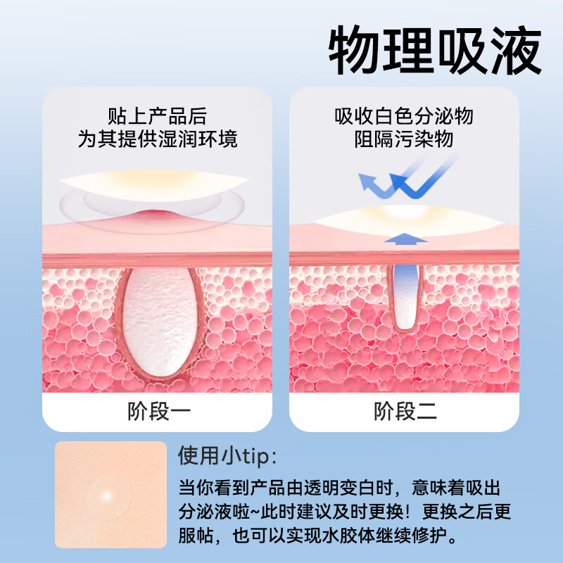 振德(ZHENDE) 医用水胶体敷料人工皮痘痘印伤口隐形贴创可贴隐形遮瑕痘痘贴 水胶体创可贴 36颗/盒*2盒