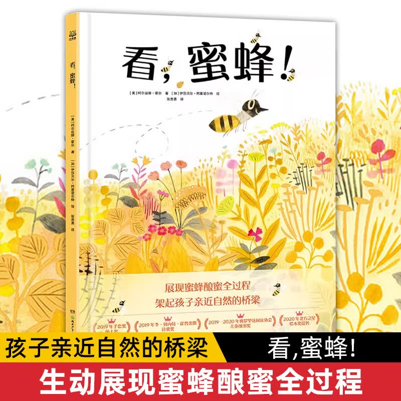 获奖绘本看蜜蜂硬壳精装生动展现蜜蜂酿蜜全过程3-4-6岁儿童图画书