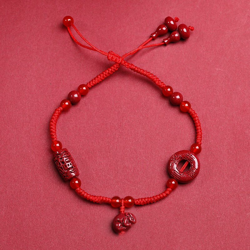 妙韵2024新款十二生肖平安扣朱砂本命年编织脚绳护身符红绳脚链饰品女