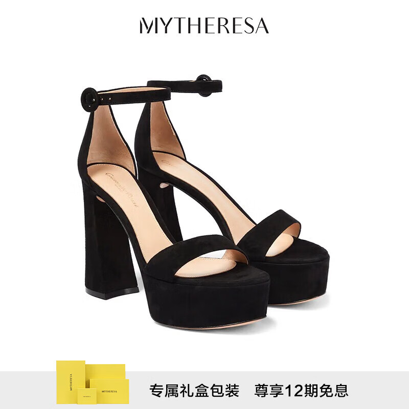 gianvito rossi     绒面革防水台凉鞋奢侈品潮牌p00763594 黑色 cn