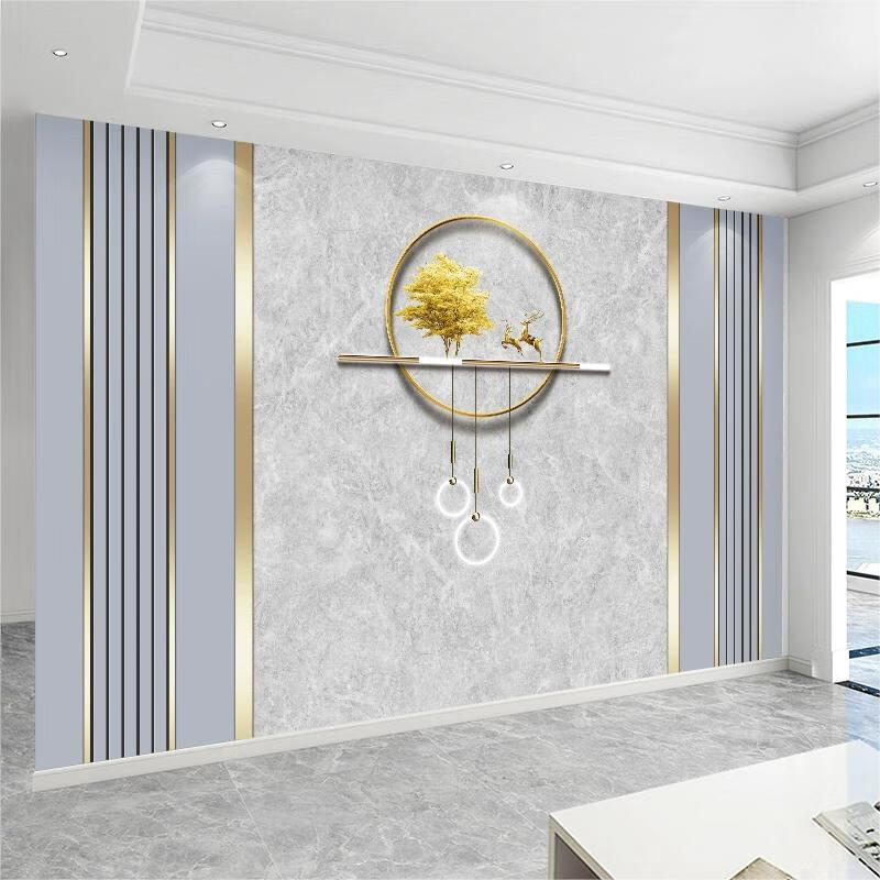 美克杰电视背景墙新款3d立体现代轻奢风墙布画客厅影视壁布墙纸定制