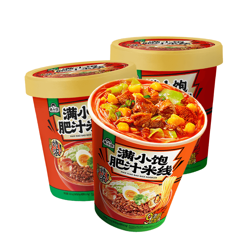 滿小飽肥汁米線112.6g*3桶裝 方便面沖泡夜宵懶人免煮速食
