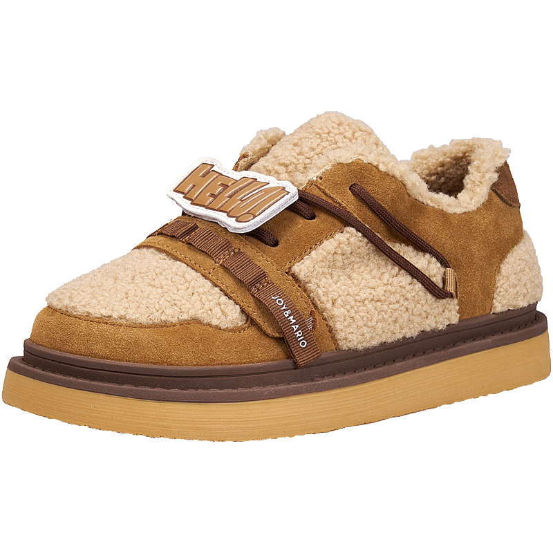 快樂(lè )瑪麗(J&M)棉鞋女冬季厚底增高顯瘦毛毛鞋加絨加厚保暖雪地靴 駝色 40