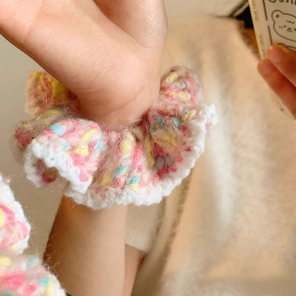 旭杉斯 2023秋冬新款多巴胺甜美彩色针织毛线大肠发圈女森系感头绳发