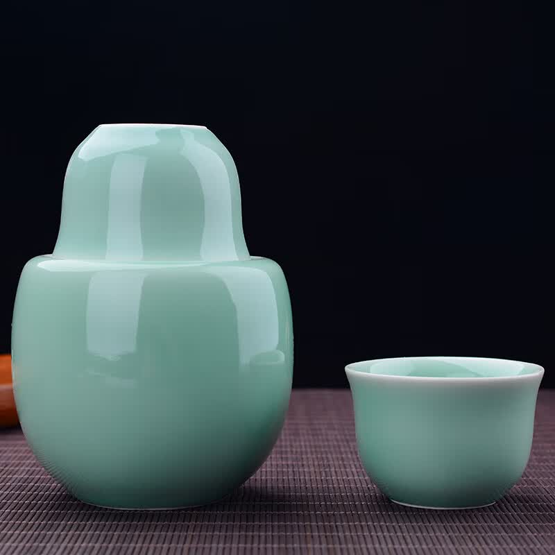 古莎（GUSHA）温酒器烫酒壶家用陶瓷温酒壶暖酒热酒壶老式酒具套装黄酒二两酒器 二两梅子青+两杯怎么看?