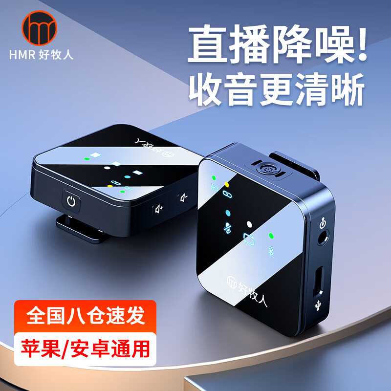好牧人 无线领夹麦克风小蜜蜂收音器抖音直播K歌短视频录音设备主播户外采访拍摄手机单反降噪声卡蓝牙话筒 【单人版丨一拖一】蓝牙*混响*闪避*降噪