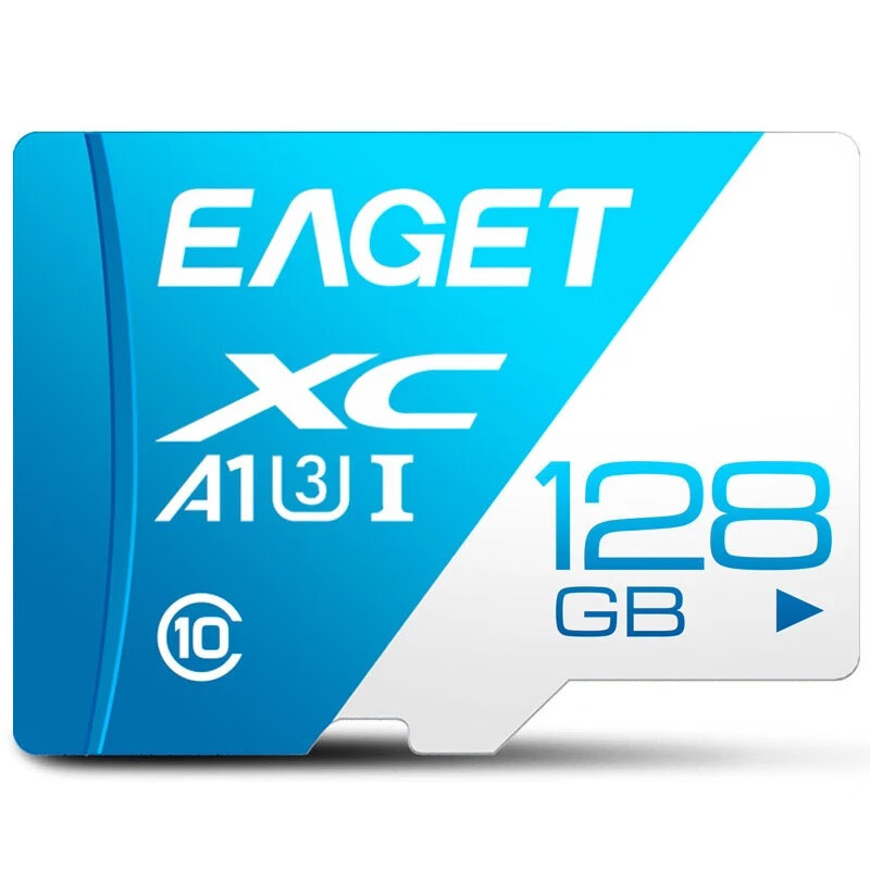 忆捷(EAGET)监控内存卡64gb记录仪高速存储卡监控摄像头车载通用卡 128GB TF卡(广泛兼容)蓝色