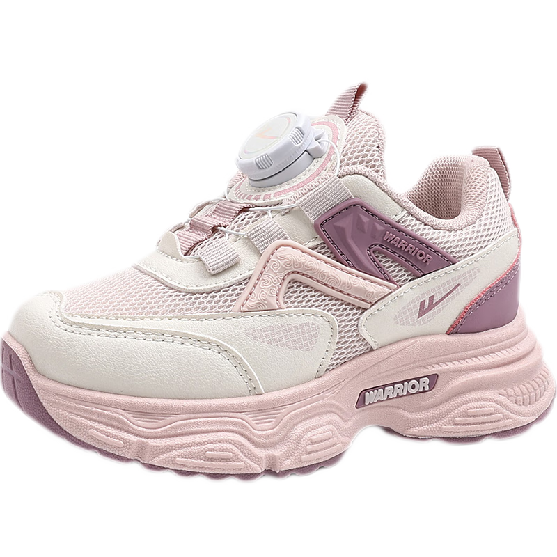 回力（Warrior）男童鞋儿童跑步鞋女童旋钮扣休闲鞋 WZ(CL)-0923 粉米紫 31 