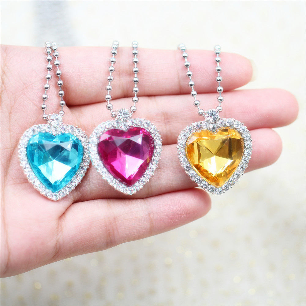 儿童项链女 儿童心形水晶仿宝石项链送宝贝生日儿童节礼物爱心吊坠sn
