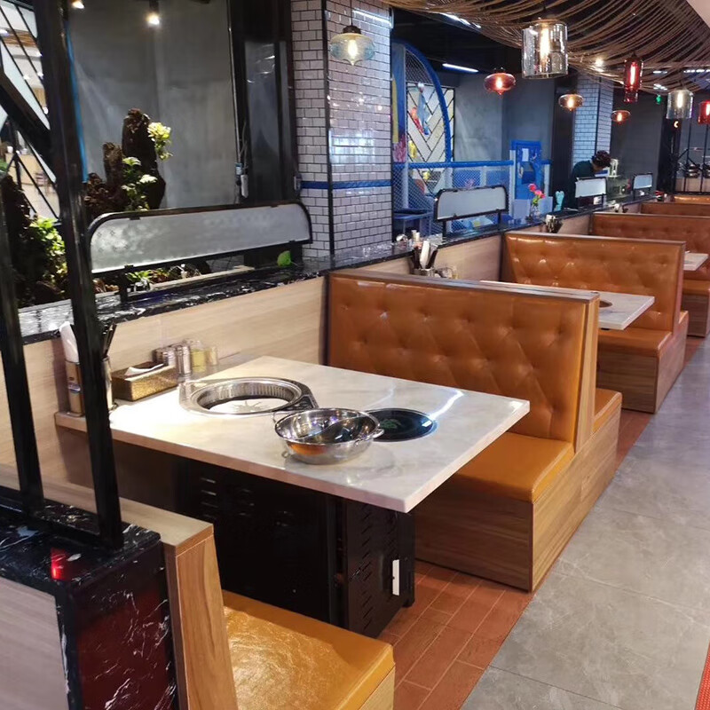 火锅桌子电磁炉一体大理石韩式自助无烟净化烧烤店烤肉桌商用 款式一